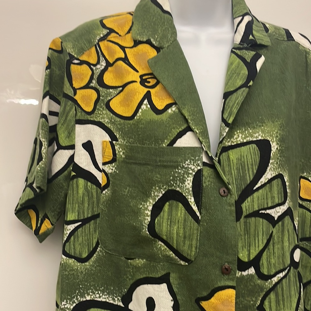 NWT BDG green retro floral Hawaiian shirt small - Picture 2 of 6